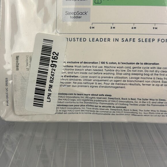 HALO SleepSack 100% Cotton Gray Zip X-Large 18-24 Mos TOG 0.5 - Picture 6 of 7